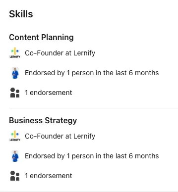 Endorsements on skills