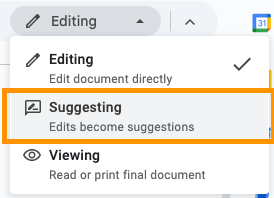 google docs tracking changes suggesting