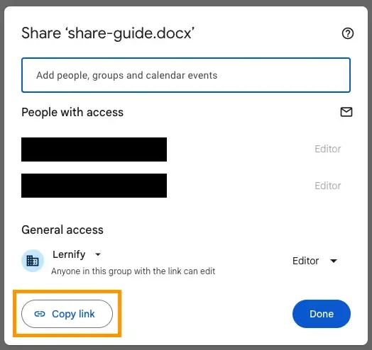 google docs sharing copy link